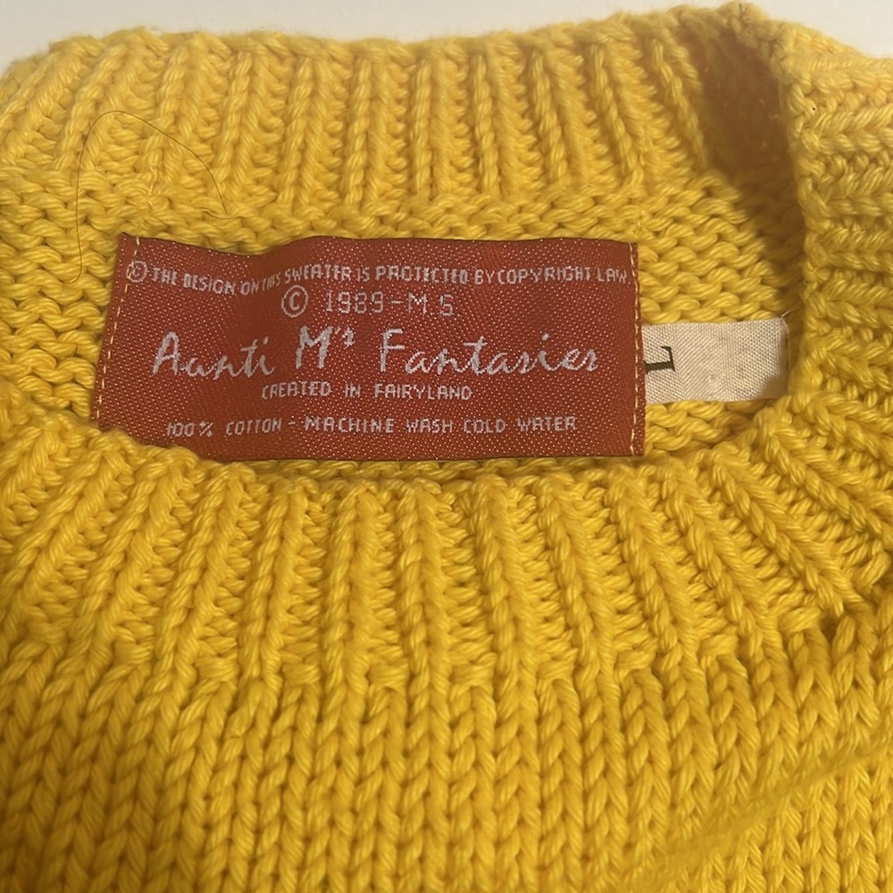 Aunti M’s Fantasies Noah’s Ark child yellow crew neck pullover sweater, size L - Picture 13 of 13